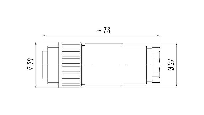 Rysunek z wymiarami 99 0217 110 07 - RD24 Męskie złącze kablowe proste, Kontaktów: 6+PE, 8,0-10,0 mm, nieekranowany, zacisk śrubowy, IP67, PG 11