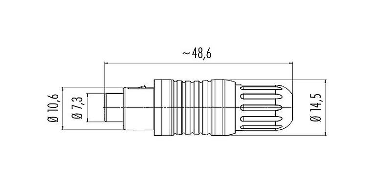 比例图 99 4925 00 07 - Push Pull 直头针头电缆连接器, 极数: 7, 3.5-5.0mm, 可接屏蔽, 焊接, IP67