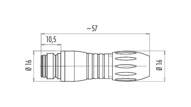 Desenho da escala 99 9114 400 05 - Snap-in Tomada de cabo, Contatos: 5, 4,0-6,0 mm, desprotegido, solda, IP67