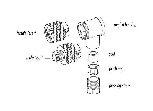 항목 설명 99 2429 24 03 - 1/2 UNF 각진 플러그, 콘택트 렌즈: 2+PE, 4.0-6.0mm, 차폐되지 않음, 나사 클램프, IP67, UL