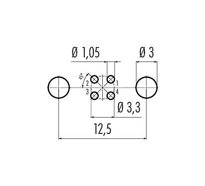 Disposizione dei conduttori 86 6321 1120 00404 - M8 Connettore maschio a flangia, Numero poli: 4, schermabile, THT, IP67