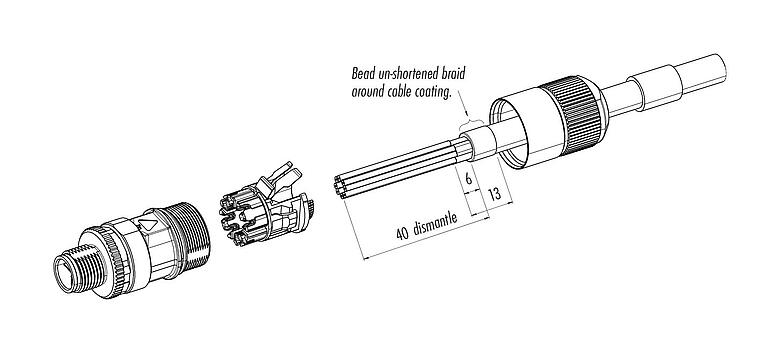 Assembly instructions 99 3788 810 08 - M12 Female cable connector, Contacts: 8, 5.5-9.0 mm, shieldable, IDC, IP67