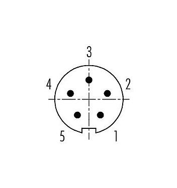 Расположение контактов (со стороны подключения) 99 0995 102 05 - Байонетный Кабельный штекер, Количество полюсов: 5, 4,0-5,0 мм, не экранированный, пайка, IP40