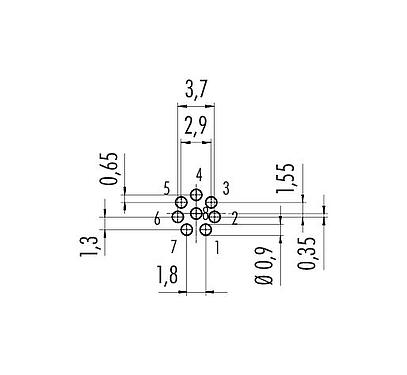 导体结构 09 0481 22 08 - M9 针头法兰座, 极数: 8, 非屏蔽, THT, IP40