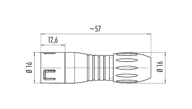比例图 99 9125 450 08 - Snap-in 快插 直头针头电缆连接器, 极数: 8, 4.0-6.0mm, 非屏蔽, 焊接, IP67