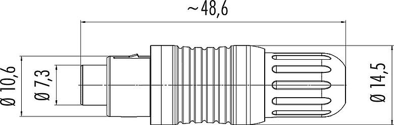 Schaaltekening Push Pull Kabeldoos, aantal polen: 8, 3,5-5,0 mm, schermbaar, soldeer, IP67