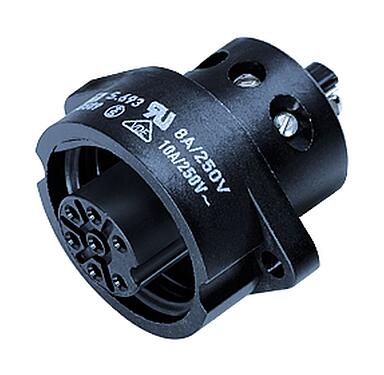 Illustratie RD24 Female panel mount connector, aantal polen: 6+PE, onafgeschermd, schroefklem, IP67, UL, ESTI+, VDE, Frontaansluiting