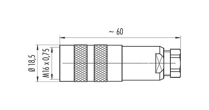 Scale drawing 99 5110 700 04 - M16 Female cable connector, Contacts: 4 (04-a), 4.0-6.0 mm, shieldable, crimping (Crimp contacts must be ordered separately), IP67, UL