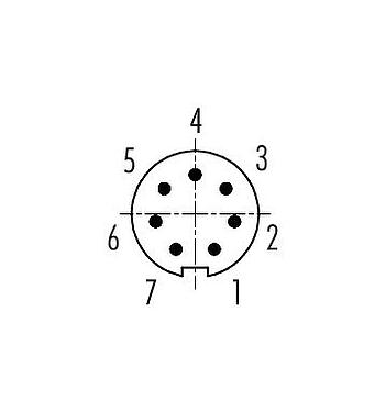 Disposizione dei contatti (lato connessione) 99 0475 102 07 - M9 Connettore  cavo maschio, Numero poli: 7, 4,0-5,0 mm, non schermato, saldare, IP40