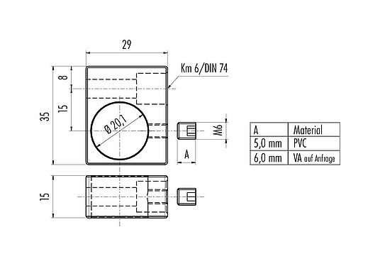 Maßzeichnung 28 1330 300 00 - LED Befestigungselement, Edelstahl