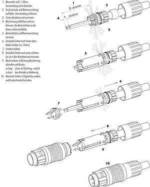 Instructions de montage 99 4842 00 19 - Push-Pull Connecteur femelle, Contacts: 19, 4,0-8,0 mm, blindable, souder, IP67