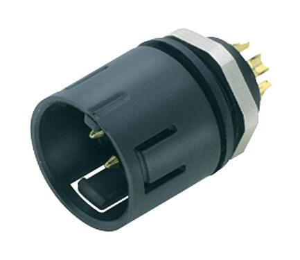 Illustration Snap-In Male panel mount connector, Contacts: 5, unshielded, solder, IP67, UL 2238, VDE, M12x1.0, Front mounting