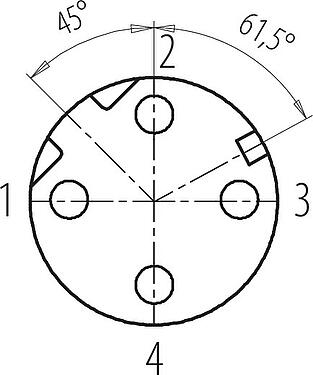 Contactconfiguratie (Insteekbereik) M12 Female panel mount connector, aantal polen: 4, schermbaar, SMT, IP67, M14x1,0, Frontaansluiting