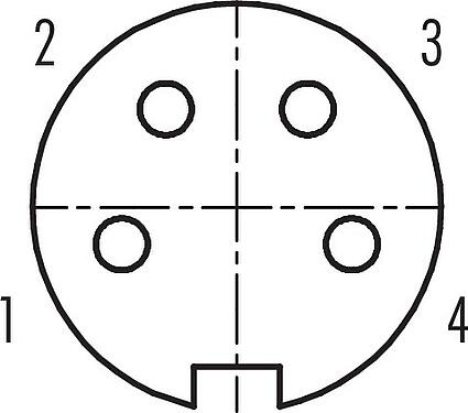 Contact arrangement (Plug-in side) Bayonet Female cable connector, Contacts: 4, 3.0-6.0 mm, unshielded, solder, IP40