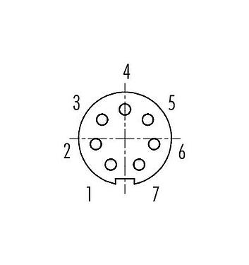 Disposizione dei contatti (lato connessione) 99 9476 102 07 - Baionetta Connettore cavo femmina, Numero poli: 7, 4,0-5,0 mm, non schermato, saldare, IP40