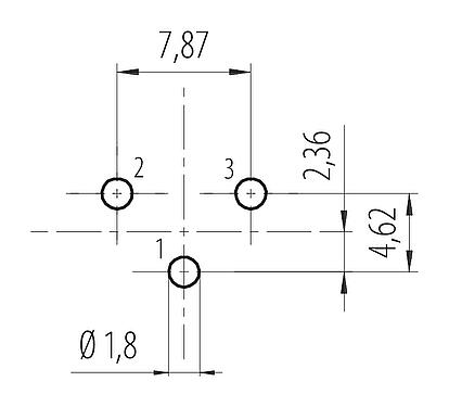 Geleiderconfiguratie 7/8" Male panel mount connector, aantal polen: 2+PE, onafgeschermd, THT, IP68, UL 2238, VDE, Achterwandmontage, gegoten