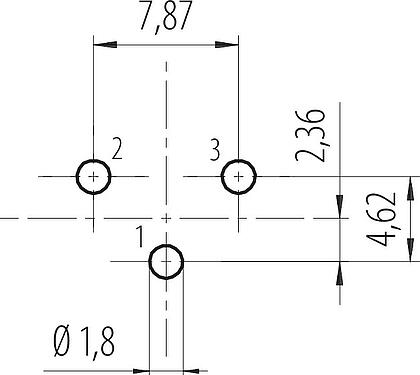 Geleiderconfiguratie 7/8" Male panel mount connector, aantal polen: 2+PE, onafgeschermd, THT, IP68, UL 2238, VDE, Achterwandmontage, gegoten