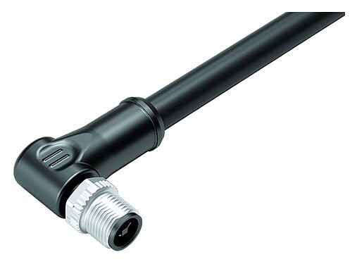 Minh hoạ M12 Phích cắm bẻ góc, Số lượng cực : 4, không có chống nhiễu, ép phun vào dây cáp, IP68, UL, PUR, màu đen, 4x1,50mm², 2m