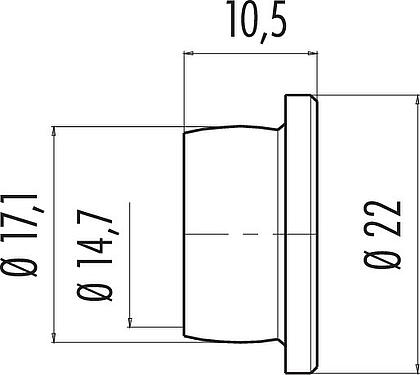 Dessin coté Capuchon de protection, IP40, Embase femelle, embase mâle