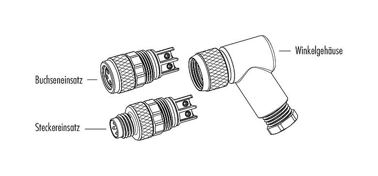 Einzelteildarstellung 99 3383 110 04 - M8 Winkelstecker, Polzahl: 4, 3,5-5,0 mm, ungeschirmt, schraubklemm, IP67, UL