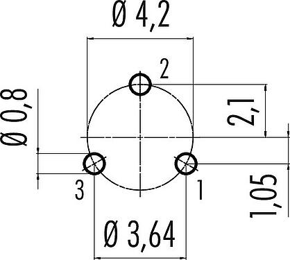 Conductor layout Snap-In Male panel mount connector, Contacts: 3, unshielded, THT, IP67, M8x0,75, Front mounting