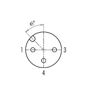 Contact arrangement (Plug-in side) 99 0430 27 04 - M12 Female angled connector, Contacts: 3, 4.0-6.0 mm, unshielded, screw clamp, IP67, UL
