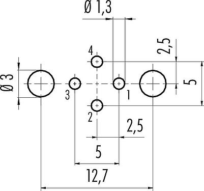 Uspořádání vodičů M12 Přírubová zásuvka, : 4, stínitelné, THT, IP68, UL 2238, PG 9, Montáž na zadní stěnu, tvarované