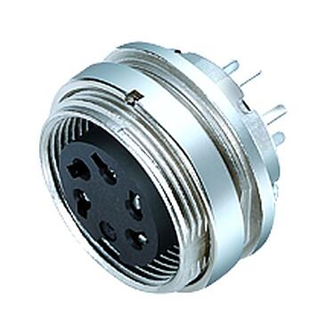 Illustration 09 0312 90 04 - M16 Female panel mount connector, Contacts: 4 (04-a), unshielded, THT, IP40, front fastened