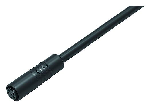 Illustration 79 3420 55 06 - Snap-In Female cable connector, Contacts: 6, unshielded, moulded on the cable, IP65, PUR, black, 6 x 0.25 mm², 5 m