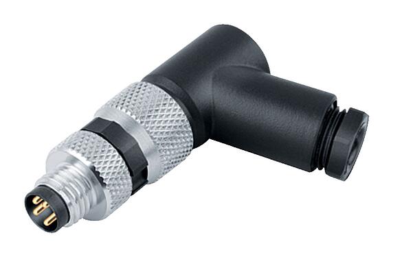 Illustration 99 3383 110 04 - M8 Male angled connector, Contacts: 4, 3.5-5.0 mm, unshielded, screw clamp, IP67, UL