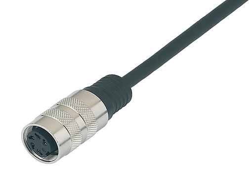Ilustración 79 6014 20 05 - M16 Conector de cable hembra, Número de contactos: 5 (05-a), sin blindaje, moldeado en el cable, IP67, PUR, negro, 5 x 0,25 mm², 2 m