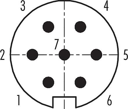 Contactconfiguratie (Insteekbereik) Push Pull Male panel mount connector, aantal polen: 7, onafgeschermd, soldeer, IP40, M21x1,0, Frontaansluiting