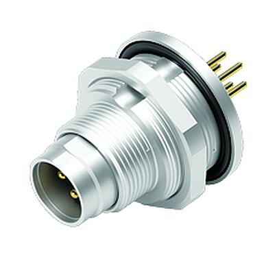 Illustration M9 Male panel mount connector, Contacts: 5, unshielded, THT, IP67, M12x0.5, Rear mounting, potted