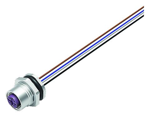 Illustratie M12 Female panel mount connector, aantal polen: 4, onafgeschermd, draden, IP68, UL 2238, PG 9, Achterwandmontage