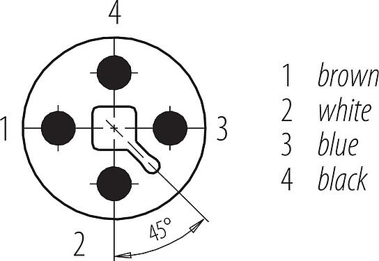 Sắp xếp liên hệ (phía kết nối) M12 Phích cắm gắn bảng, Số lượng cực : 4, không có chống nhiễu, dây đơn, IP68, UL 2238, M20x1,5, Gắn phía trước, túp lều