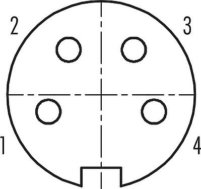 Contact arrangement (Plug-in side) Push Pull Female panel mount connector, Contacts: 4, shieldable, solder, IP67, M21x1,0, Rear mounting
