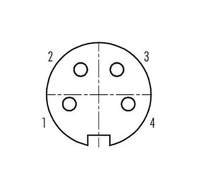 Disposition des contacts (Côté plug-in) Push Pull Embase femelle, Contacts: 4, non blindé, souder, IP40, M21x1,0, Montage frontal