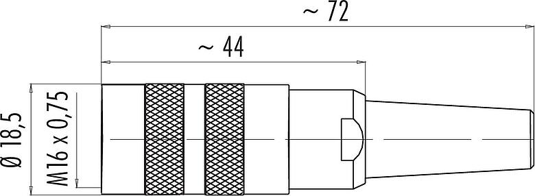 Mittakaavapiirustus M16 Kaapelirasia, Napojen määrä: 12 (12-a), 4,0-6,0 mm, suojattavissa, juotos, IP40