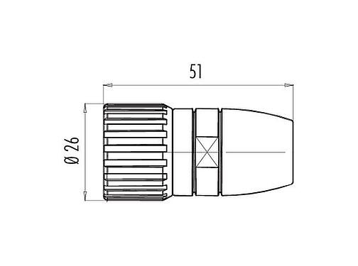 Scale drawing M23 Male cable connector, Contacts: 12, 6.0-10.0 mm, shieldable, solder (earthing sleeves with seal must be ordered separately), IP67