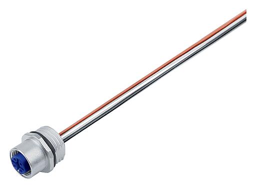 Illustration M12 Embase femelle, Contacts: 4, non blindé, fils, IP68, UL 2238, M16x1,5, Montage frontal