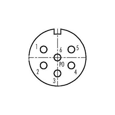 Arranjo de contato (Lado do plug-in) M23 Soquete de flange, Contatos: 6, desprotegido, solda, IP67