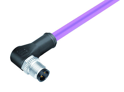 Illustratie 77 2527 0000 50705-1000 - M12-A Male haakse connector, aantal polen: 5, afgeschermd, aan de kabel aangegoten, IP67, UL, CAN-Bus, PUR, violet, 1 x 2 x AWG 22 + 1 x 2 x AWG 24, 10 m