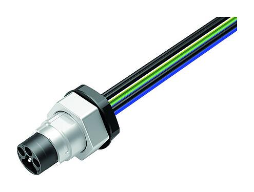 Illustration Bayonet Male panel mount connector, Contacts: 6, shieldable, single wires, IP66/IP67, UL 2237, M20x1.5, Front mounting