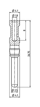 Rysunek z wymiarami 61 0903 139 - Bayonet HEC - styk sworzniowy, 100 szt.; Seria 696