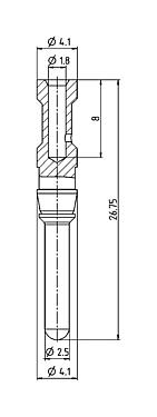 Méretarányos rajz 61 0903 139 - Bayonet HEC - Pin contact, 100 pcs.