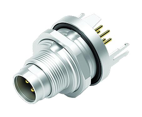 Illustratie M9 Male panel mount connector, aantal polen: 5, schermbaar, THT, IP67, M12x0,5, Achterwandmontage, gegoten