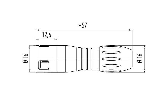 Dessin coté Snap-In Connecteur mâle, Contacts: 5, 2,5-4,0 mm, non blindé, souder, IP67, UL 2238, VDE