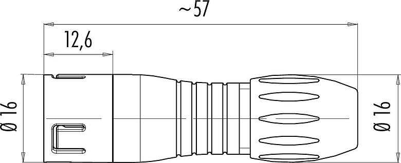 Maßzeichnung Snap-In Kabelstecker, Polzahl: 3, 2,5-4,0 mm, ungeschirmt, löten, IP67, UL 2238, VDE