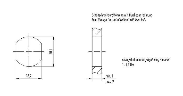 Assembly instructions / Panel cut-out 09 5245 00 04 - M12 Lead-through for control cabinet, Contacts: 4, shielded, pluggable, IP67, UL 2238, Rear mounting