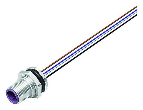 Illustratie M12 Male panel mount connector, aantal polen: 5, onafgeschermd, draden, IP68, UL 2238, PG 9, Achterwandmontage